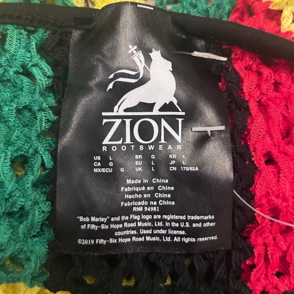 Bob Marley Zion Rootswear Colorful Striped Crochet Crop Top Women’s Size L NWT - Picture 5 of 6